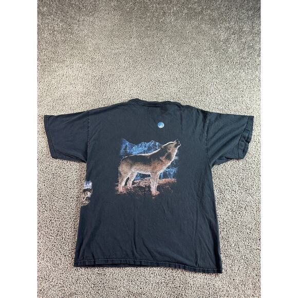 VINTAGE Wolf Shirt Mens XL Black Double Sided Howl At The Moon TNT 90s - Picture 7 of 12